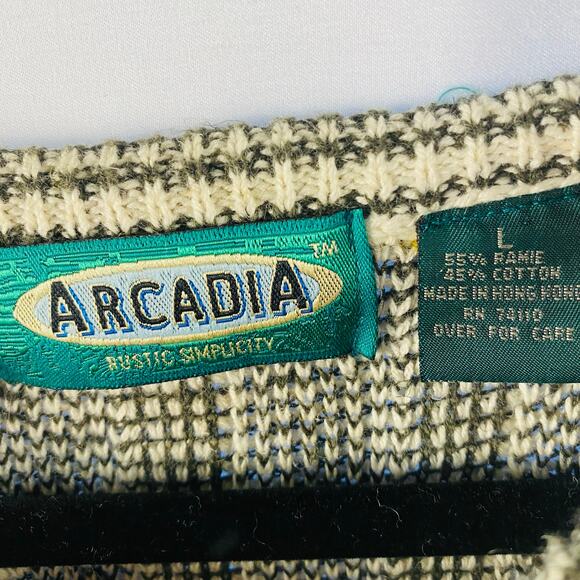 Arcadia Rustic Simplicity Men's Cotton Blend Striped Sweater Large - Picture 3 of 5